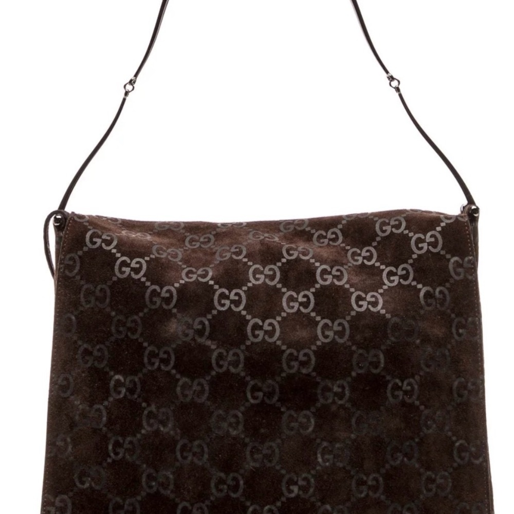 RARE Vintage GUCCI Tom Ford 1997 Suede GG Bag with Pouch